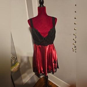 Avenue body red satin & black lace babydoll lingerie NWT size 14/16W